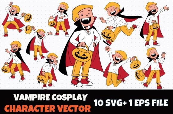 10 Dracula Boy Cartoon SVG for Graphics and Crafts