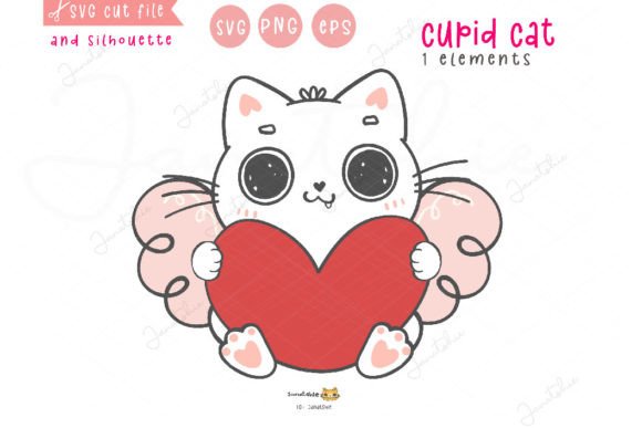 Cute Valentine Cupid Cat Svg Cut File: Graphics & Crafts