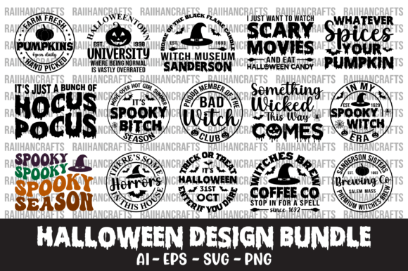 Halloween Design Bundle SVG: Graphics for Crafts & Small Business