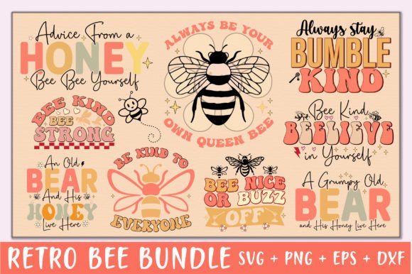 Retro Bee Svg Bundle Vol.1: Graphics & Crafts