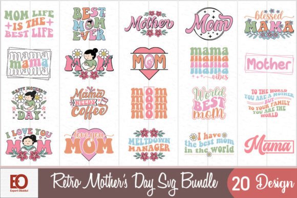 Retro Mother's Day Quotes Svg Bundle: Graphics for Crafts