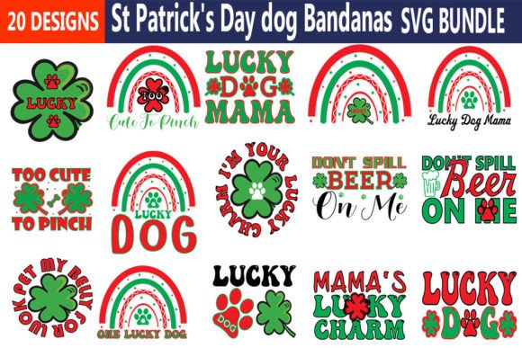 -St Patrick s Day Dog Bandanas Svg Bun Graphics Crafts