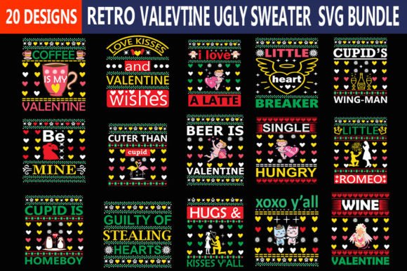Valentine Ugly Sweater Svg Bundle: Graphics & Crafts